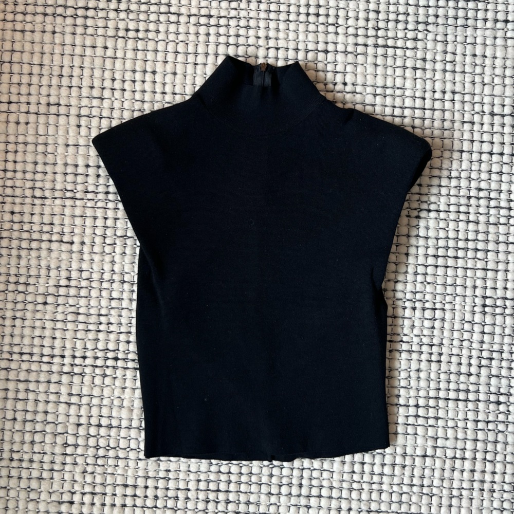 Zara Black Knit Mock Neck Top